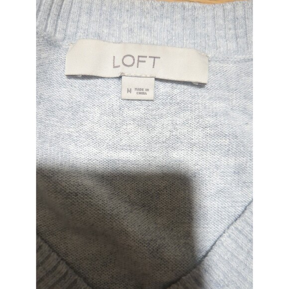 Ann Taylor LOFT Sweater Med Luxe Knit V-Neck Tunic Sweater Gray Marled - Picture 8 of 10